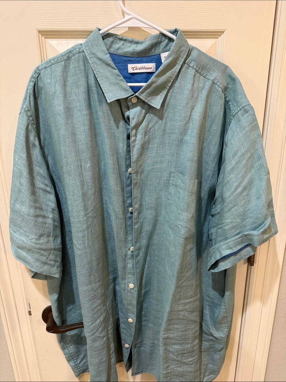 Caribbean Casual Short-Sleeve Button-Down Shirt in Seafoam